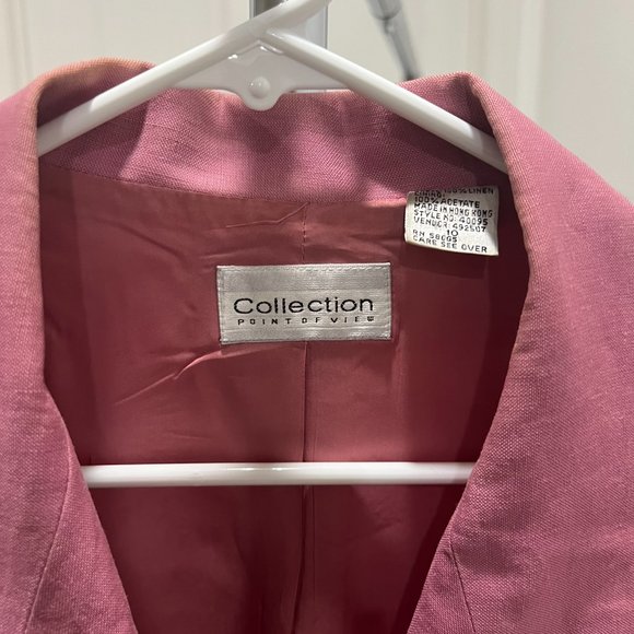 Collection Point of view women's pink double breasted blazer with shell buttons - Picture 3 of 7